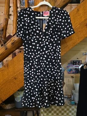 kate spade Black Mini Dress with White Spot Print